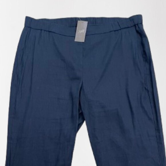J. Jill Linen Stretch NEW Linen Blend Crop Cuff Pull On Pants Size L Navy Blue - Picture 3 of 10
